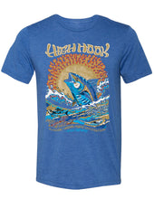 Load image into Gallery viewer, Stick Figure Collaboration &quot;Wishin I was Fishin&quot; T-shirt (Blue )

